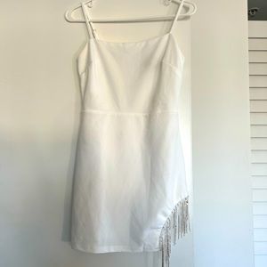 White rhinestone mini dress.